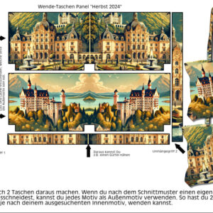 wendetasche „schloss liebe“ – stoffpanel mit motiven von märchenschlösser