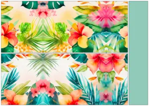 Stoffpanel zum Nähen von zwei Kissenbezügen mit Hotelverschluss und tropischem Aquarell-Design