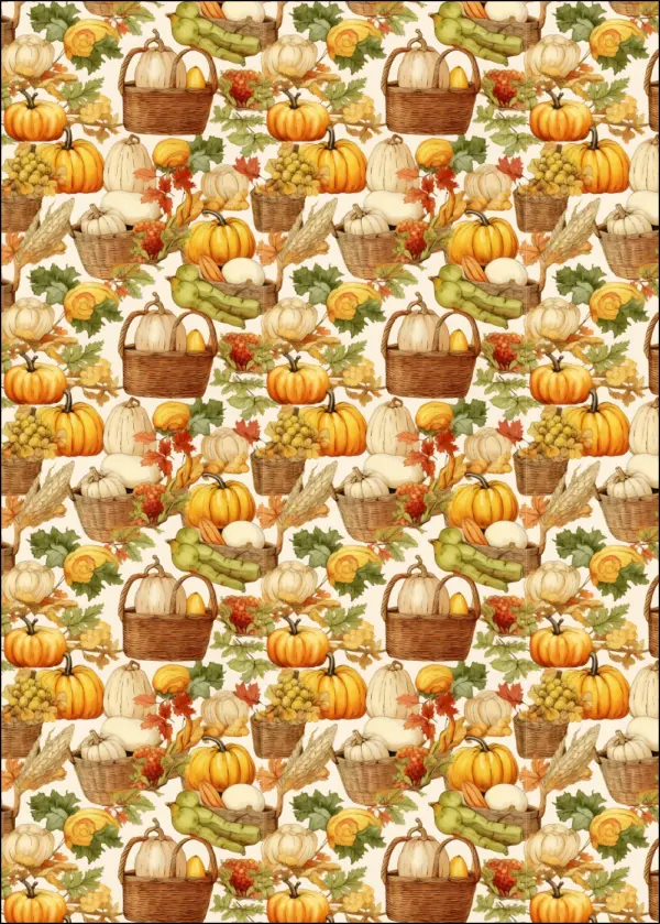Stoffpanel Handtücher Herbstdesign – Motiv mit Kürbissen und Blättern