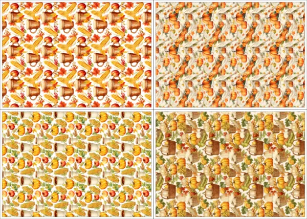 Stoffpanel Geschirrtücher 4 Motive Herbst 50×70 cm