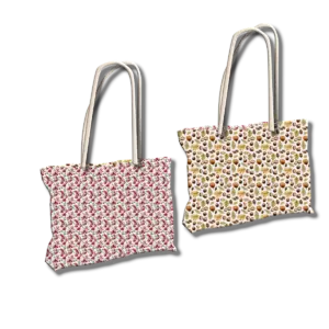 DIY Wendetasche nähen – Vorderseite Cranberrys, Rückseite Haselnüsse